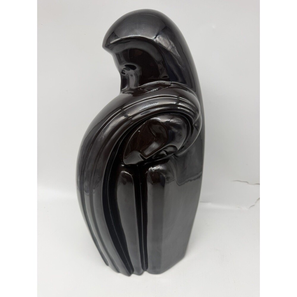 Haeger Large Pottery Embracing Couple Vintage 1990 18" Black Ceramic Figurine